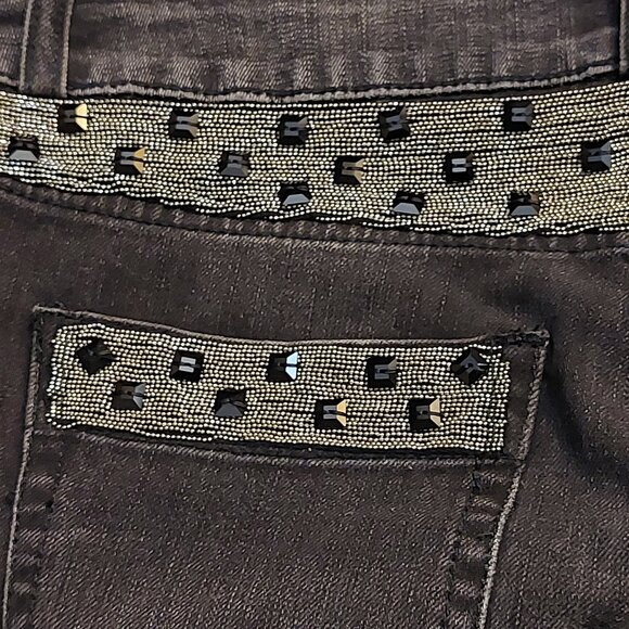 John Richmond Silver Black Studs & Chain Detail on Black Washed Denim Jeans 27 - Picture 13 of 16